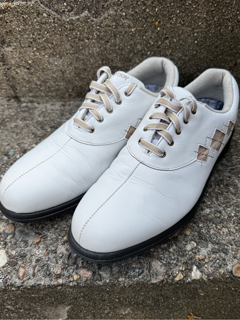 Footjoy Shoes Womens 9.5 M Comfort Soft Spike 98530 White Argyle Leather